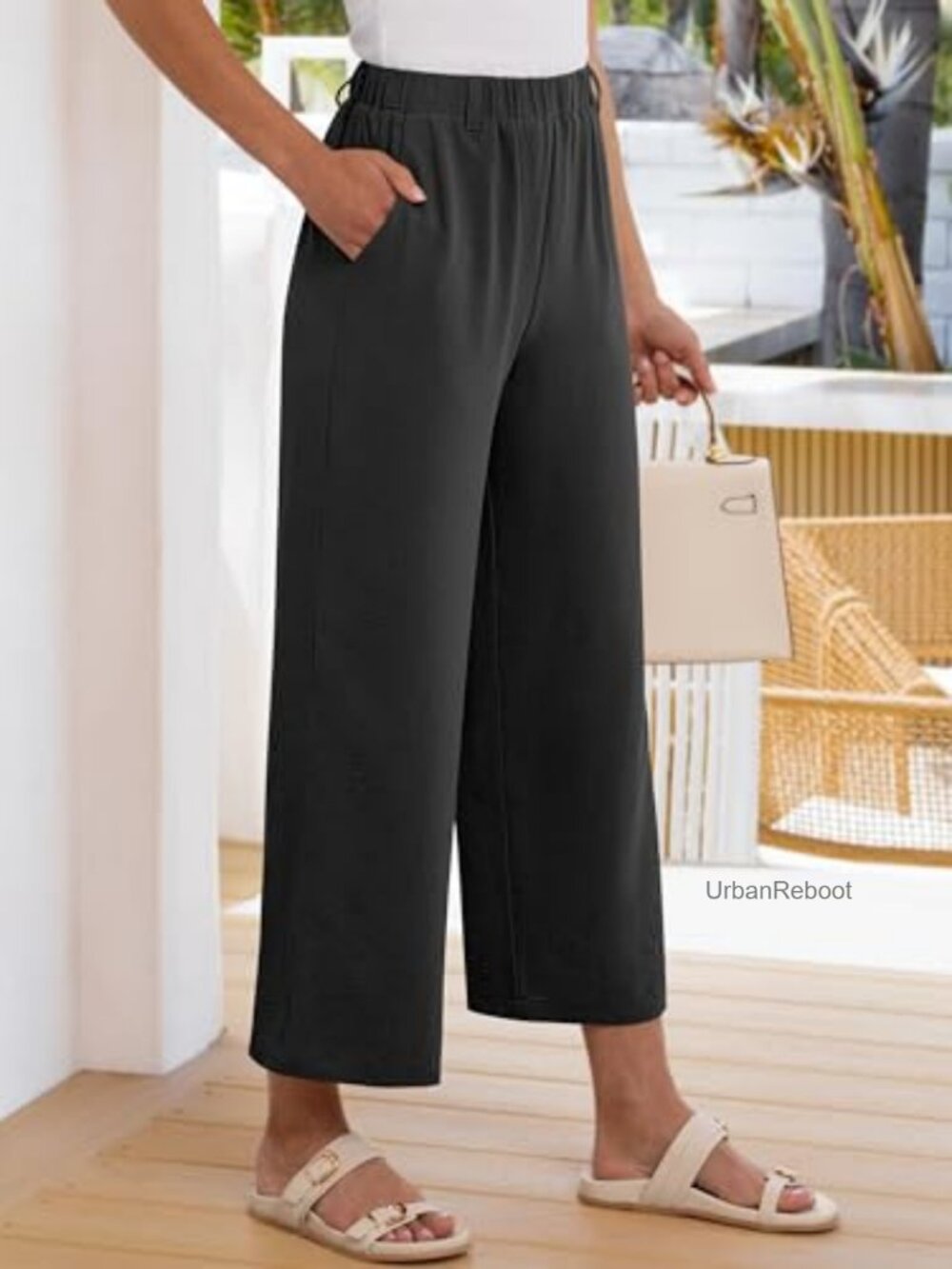 Women's Wide Leg Palazzo Pants with Pockets Casual Lounge - Picture 2 of 6